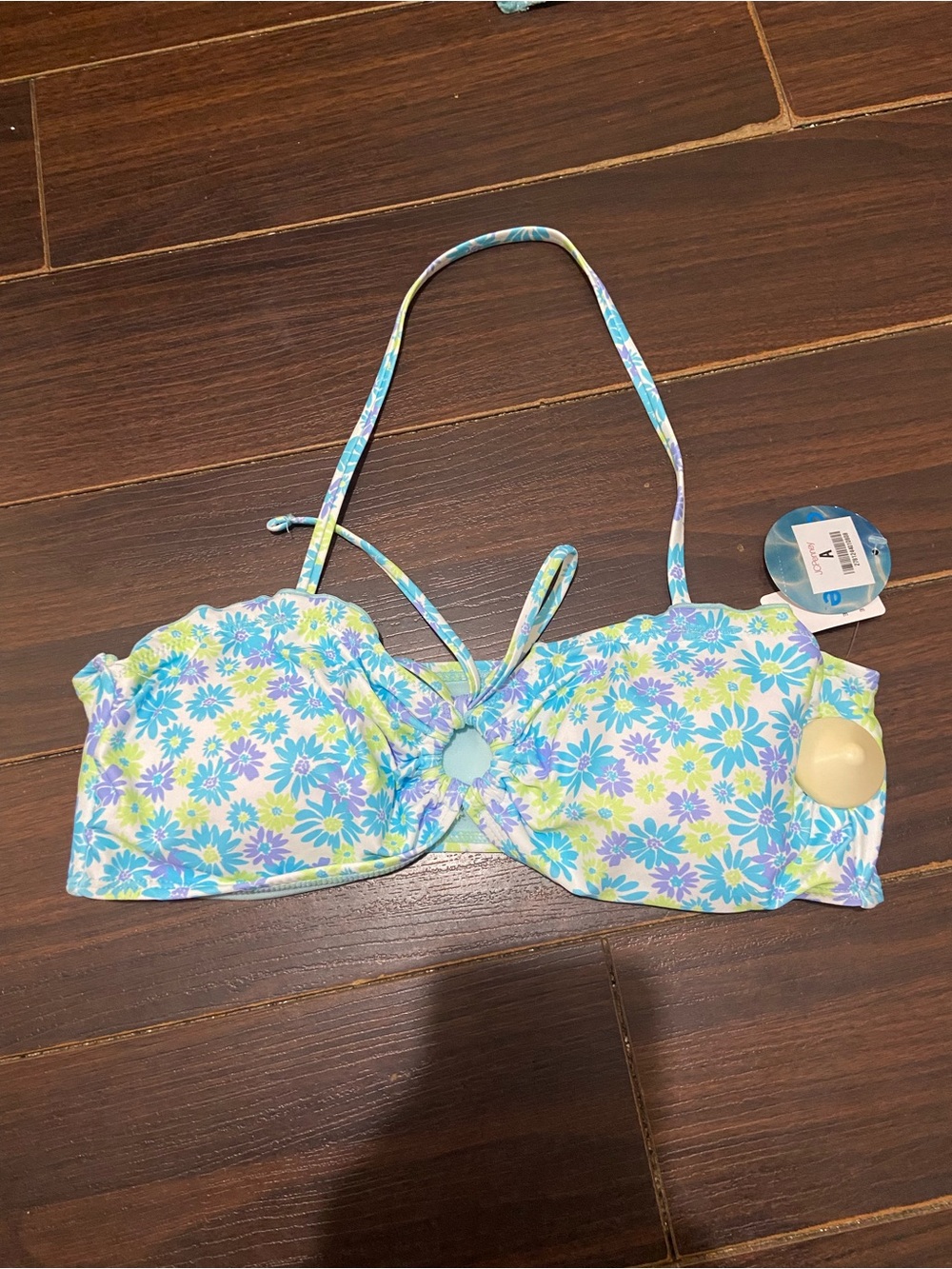 Decree Waterlilies Ring Bandeau Bikini Swimsuit Top Women's  L
